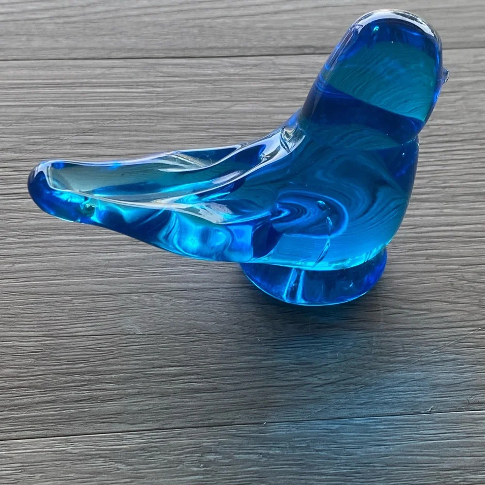 Vintage “Grandma’s Blue Bird” Glass Paperweight